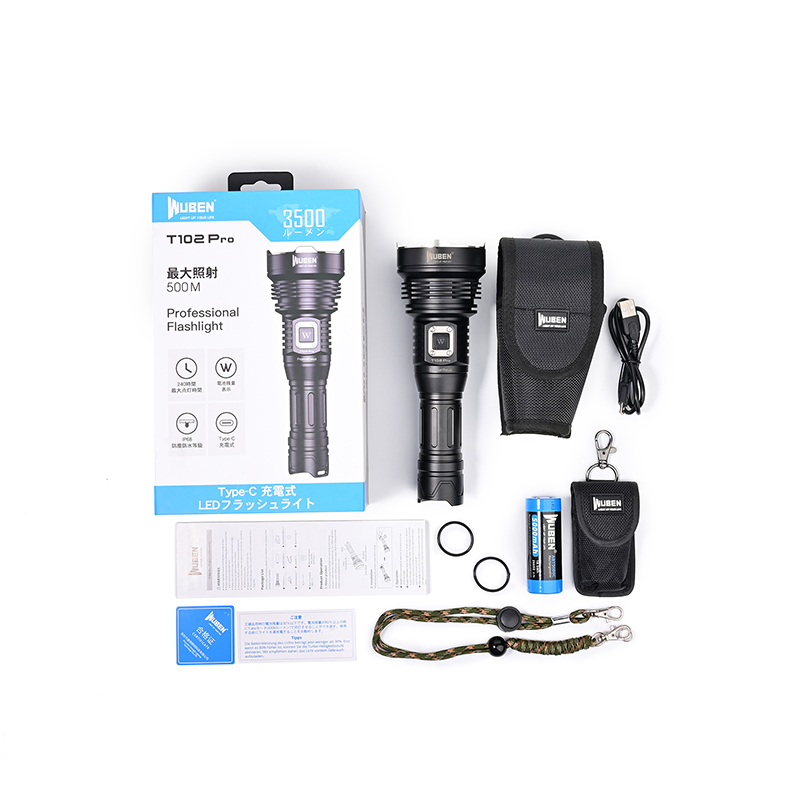 WUBENWubenT102 ProLong endurance flashlight3500Luminous, strong light, high brightness, long-range outdoor cave exploration